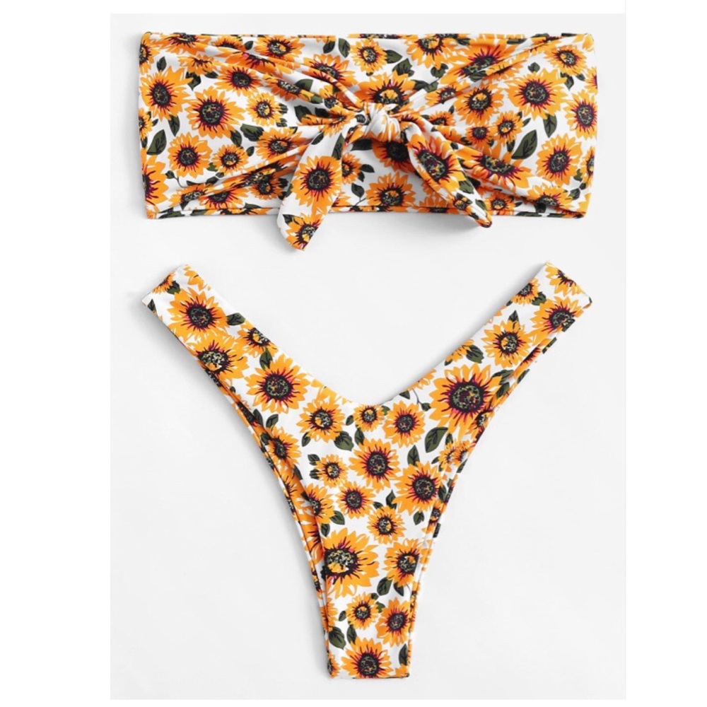 Sunflower print bikini set
